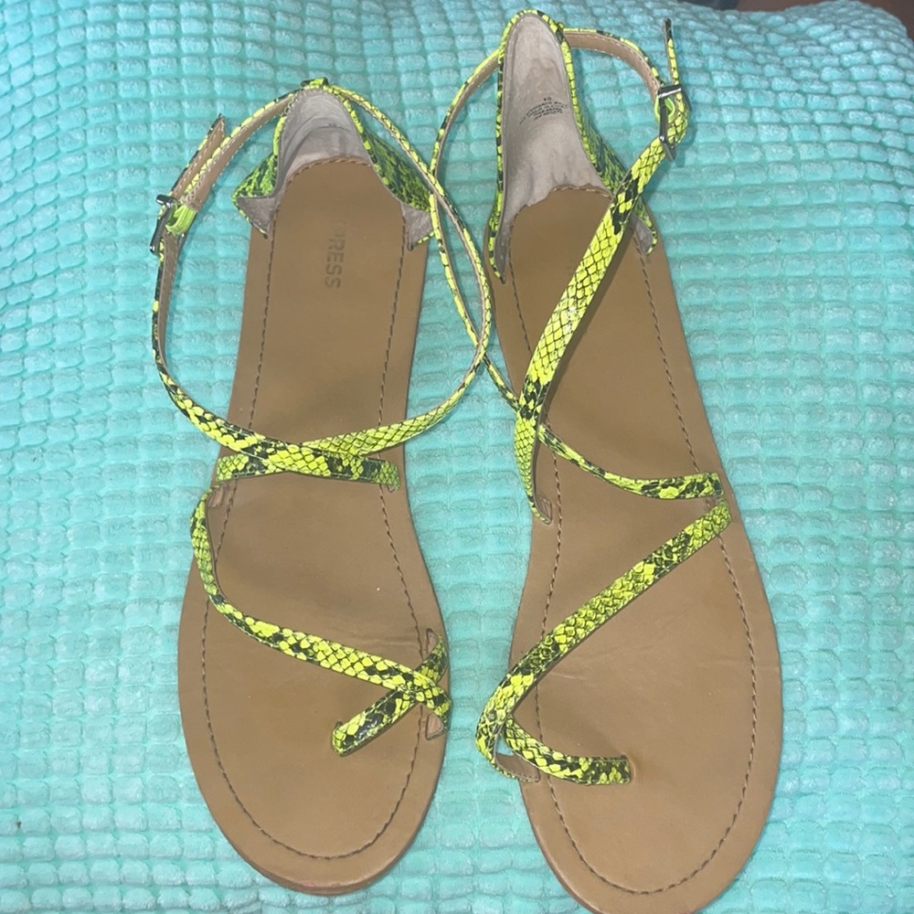Express Neon Green “Snakeskin” Sandal 10